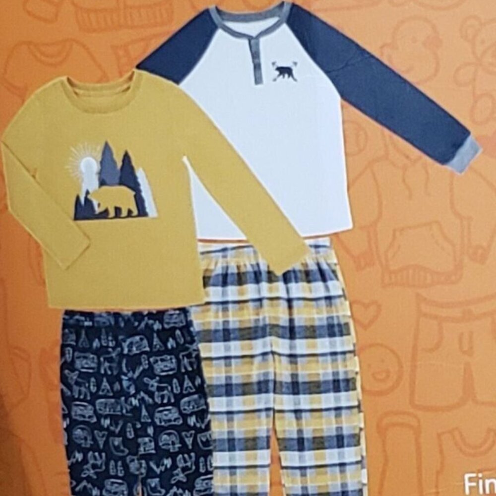 Member's Mark 4 Pc Mix & Match Boy's Fleece Pajamas "Woodland" Theme Size 4T